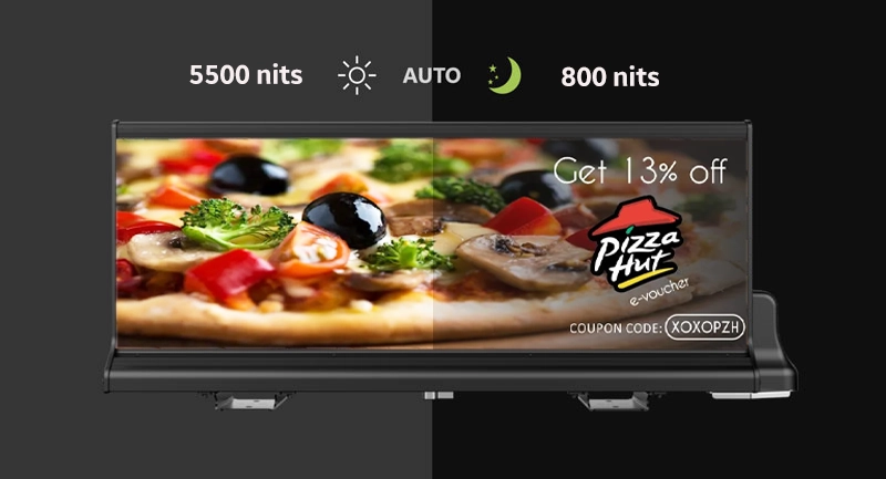 auto brightness adjustment taxi roof display