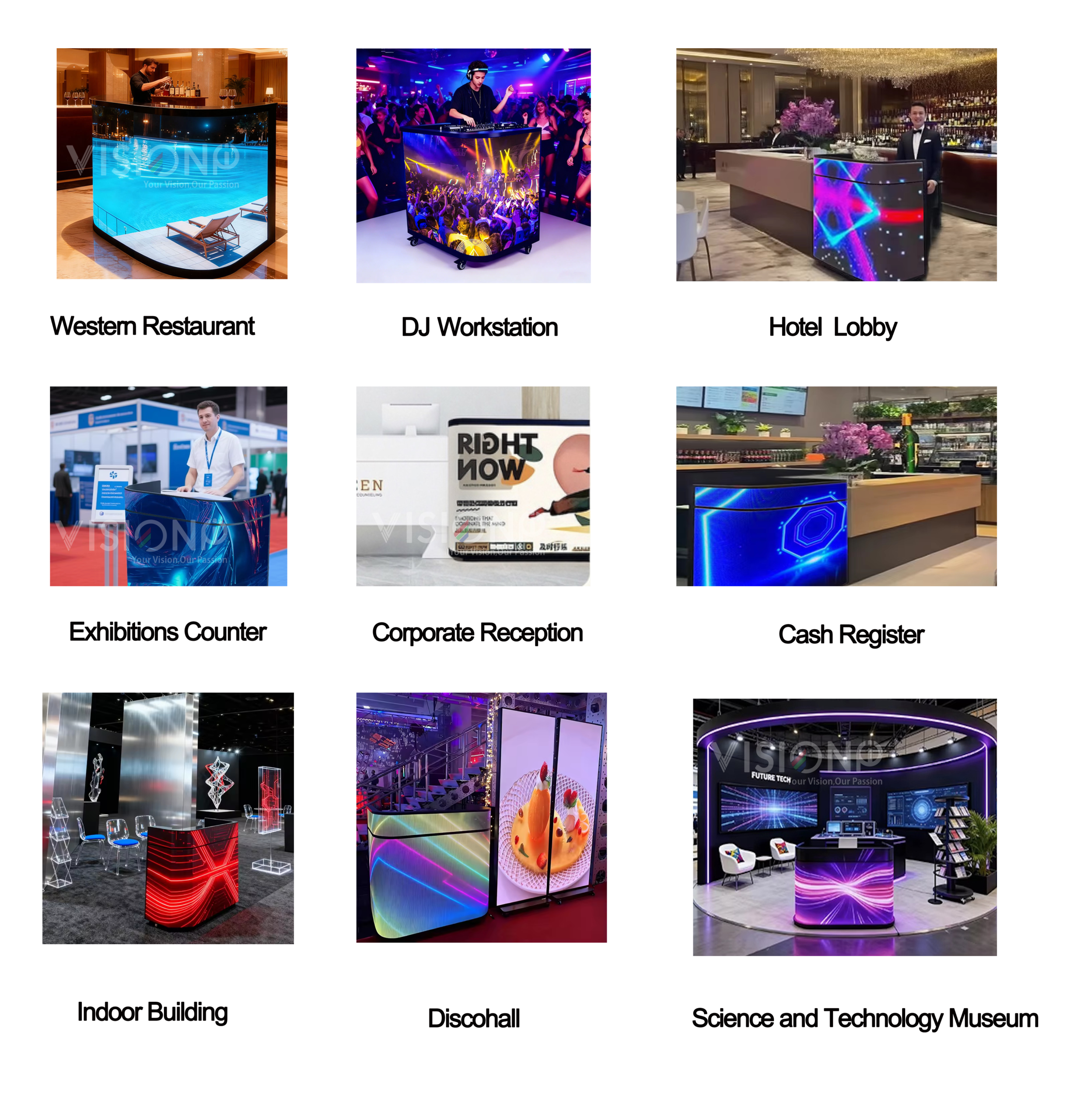 curved front desk led display application