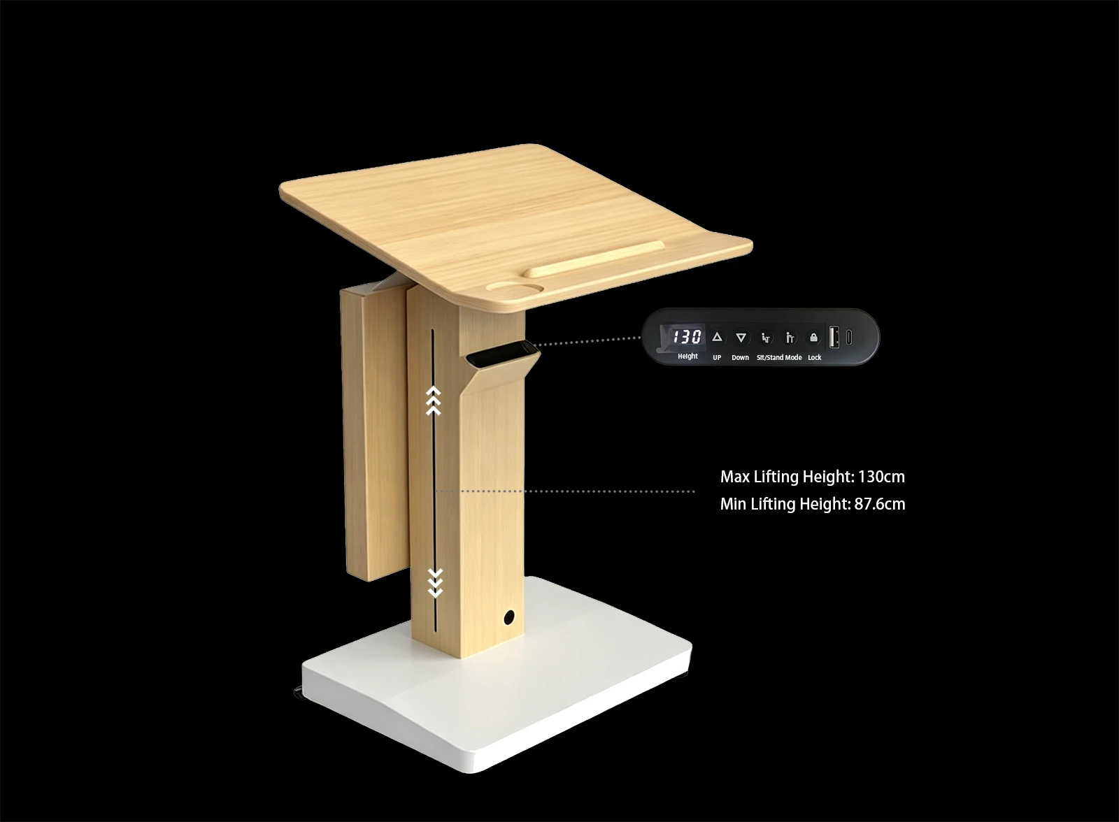 Liftable adjustable height LED podium screen, customized textured digital LED lectern display with marble, wood and stone surface options for auditorium, conference room and events