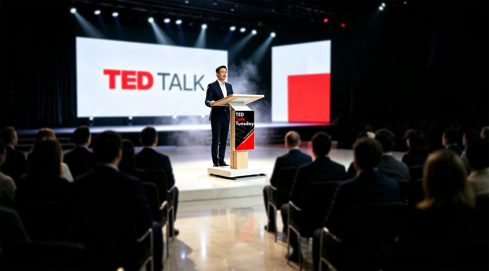 Portable Motorized Lift LED Podium Display for Exhibition Hall